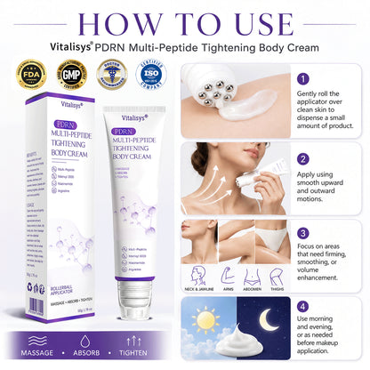 Vitalisys®🔥 PDRN Multi-Peptide Massaging Body Roller Cream- Anti-aging, Hydrating, Skin Firming & Lifting, Skin Repair, Even Tone, Acne and Dark Spot Treatment, Wart and Mole Removal, and Psoriasis Relief.