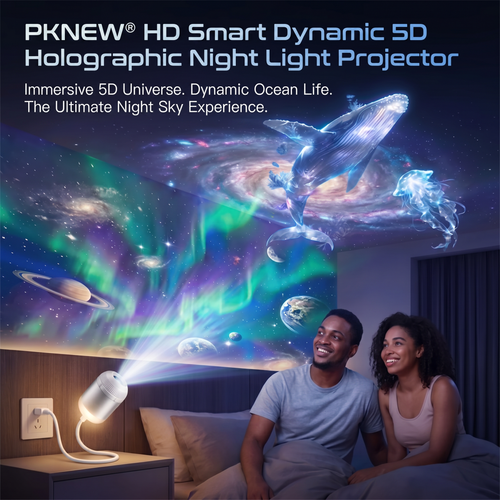PKNEW® NEXT-GEN SMART PROJECTION HD Smart Dynamic 5D Holographic Night Light Projector🌌